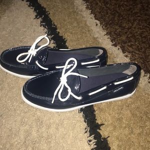 Navy blue Cole Haan boat shoes